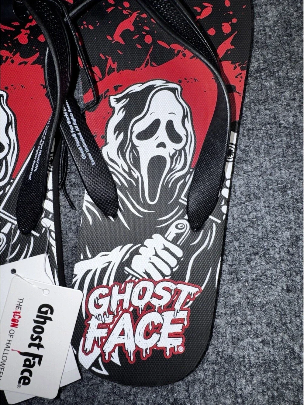 Bioworld Ghost Face Scream Horror Movie Flip Flops Red Black Size 11
